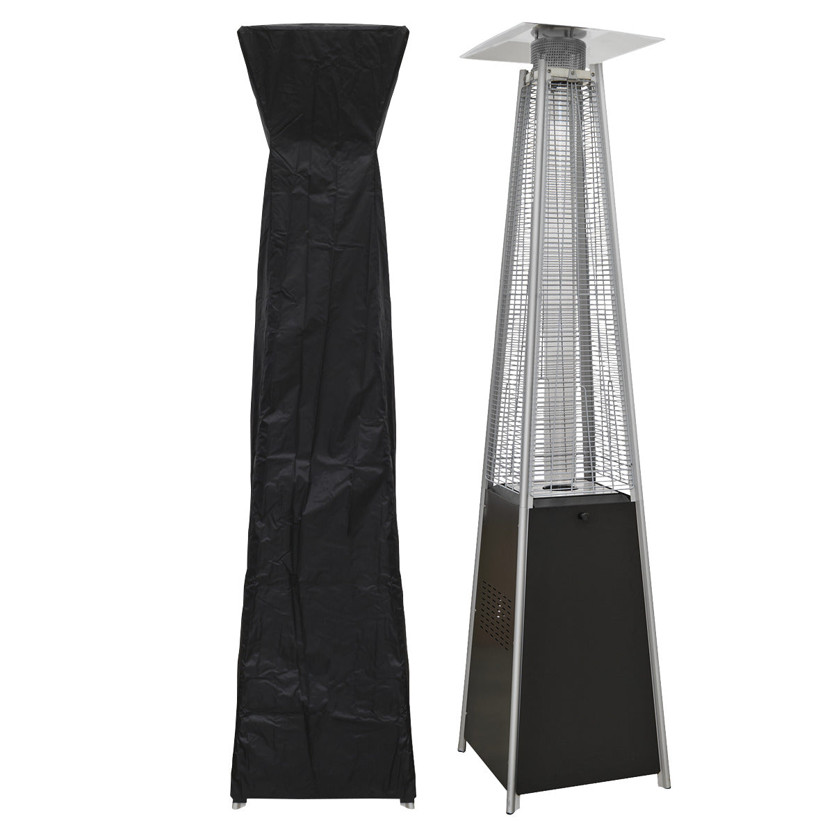 Dellonda Pyramid Gas Patio Heater 13kW for Commercial & Domestic Use, Supplied with Cover, Black DG224