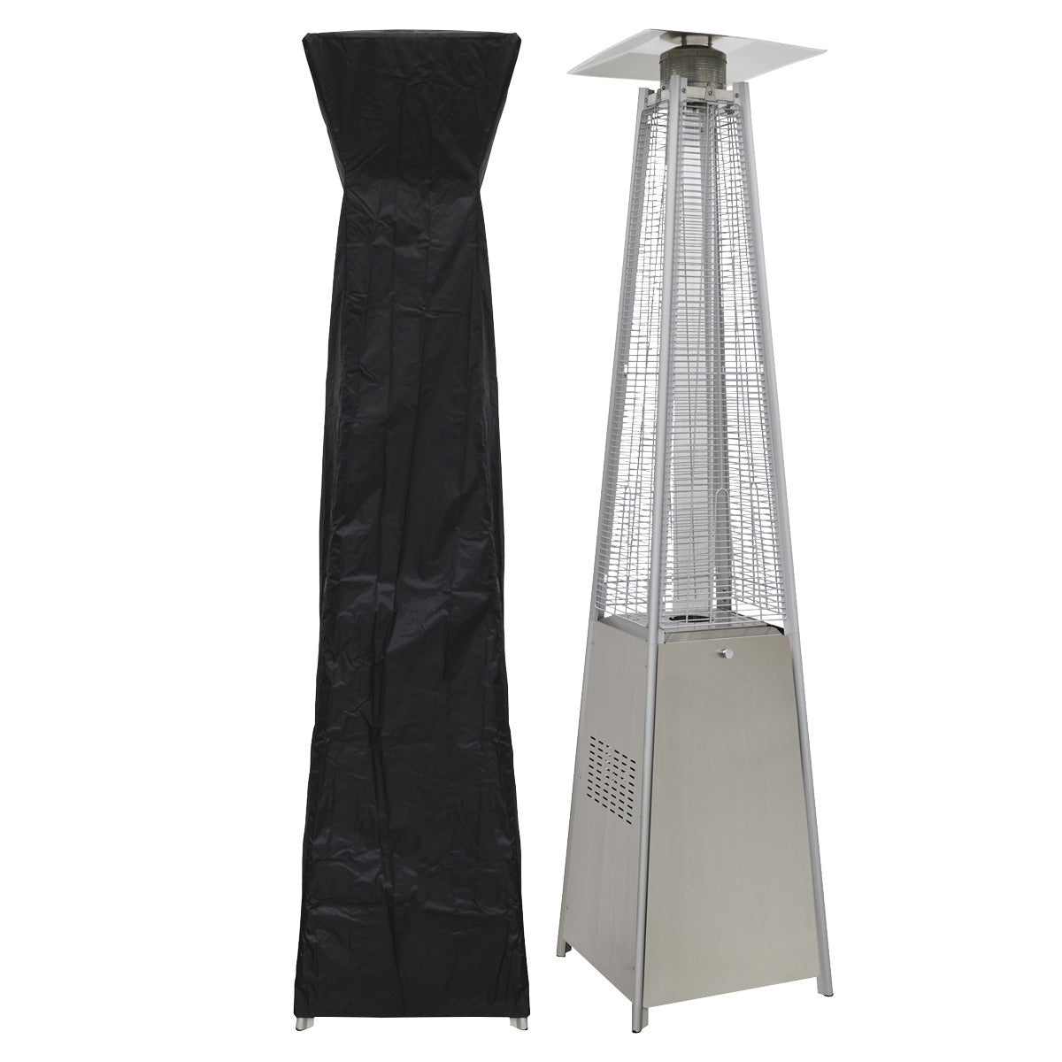 Dellonda Pyramid Gas Patio Heater 13kW for Commercial & Domestic Use, Stainless Steel, Supplied with Cover DG225