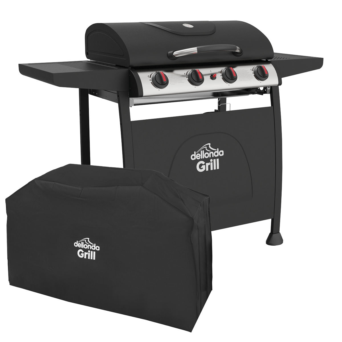 Dellonda 4 Burner Gas BBQ Grill with Piezo Ignition, Thermometer & Cover DG229