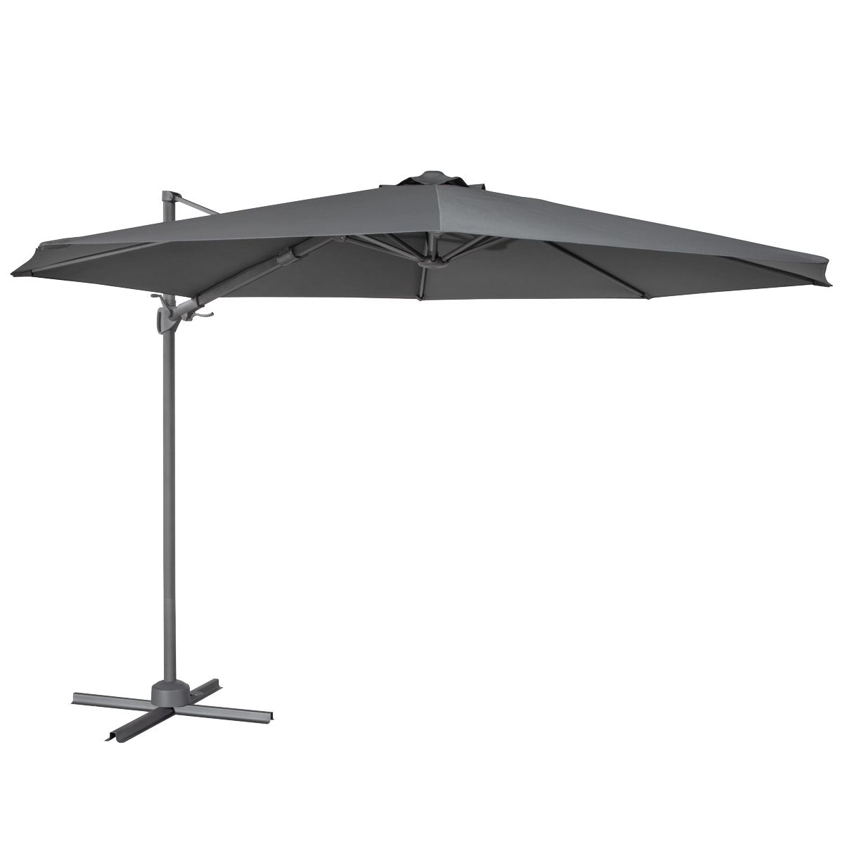 Dellonda Cantilever Parasol with 360deg Rotation, Tilt & Cover 3m - Grey DG267