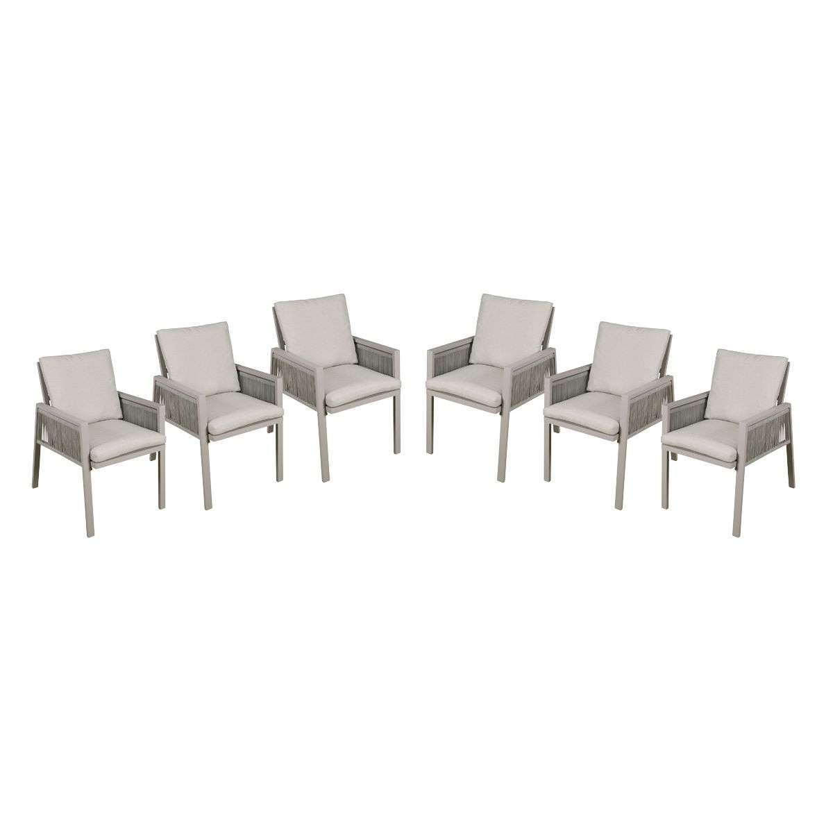 Dellonda Fusion Garden/Patio Dining Chairs with Armrests 6pc - Light Grey - DG49