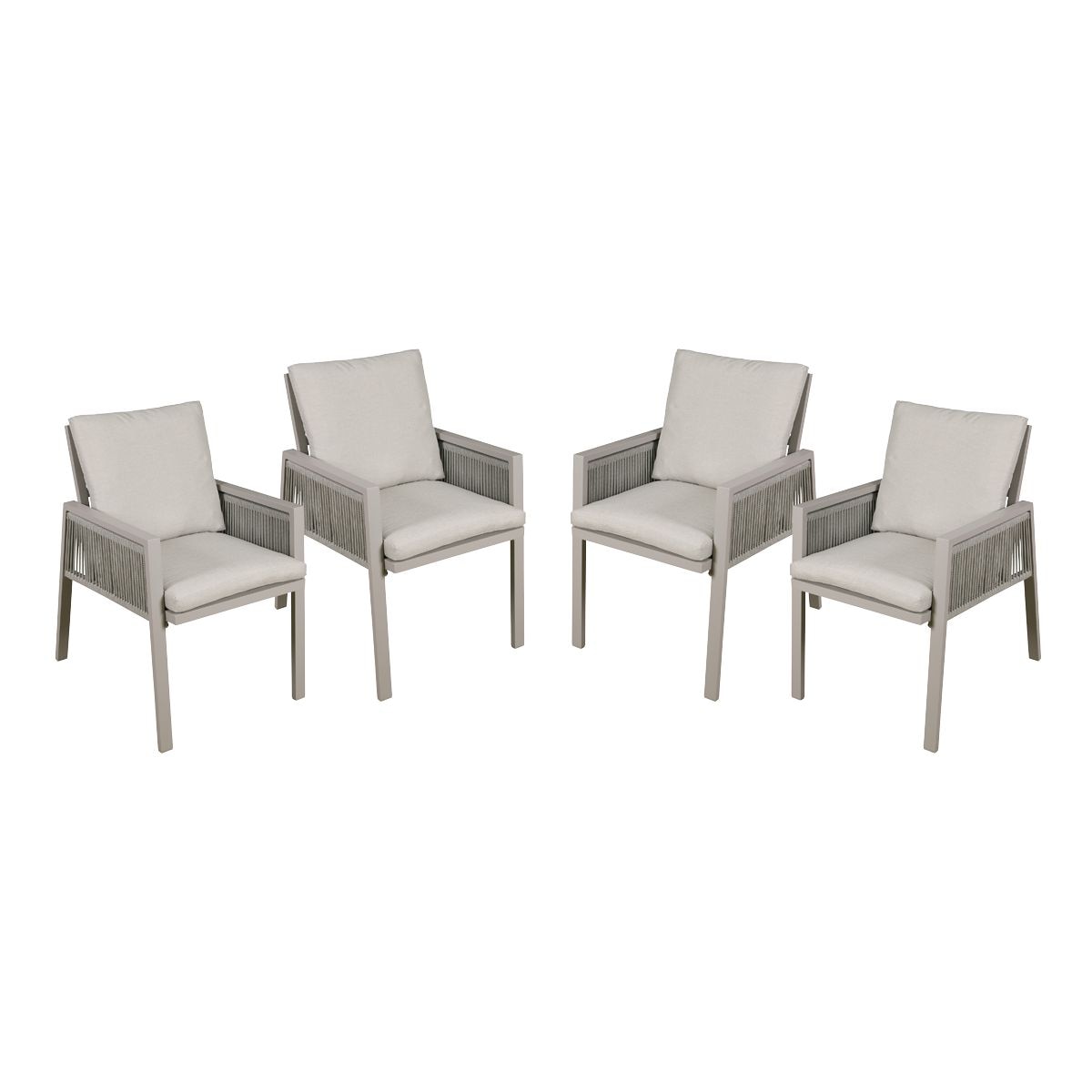 Dellonda Fusion Garden/Patio Dining Chairs with Armrests 4pc - Light Grey - DG50