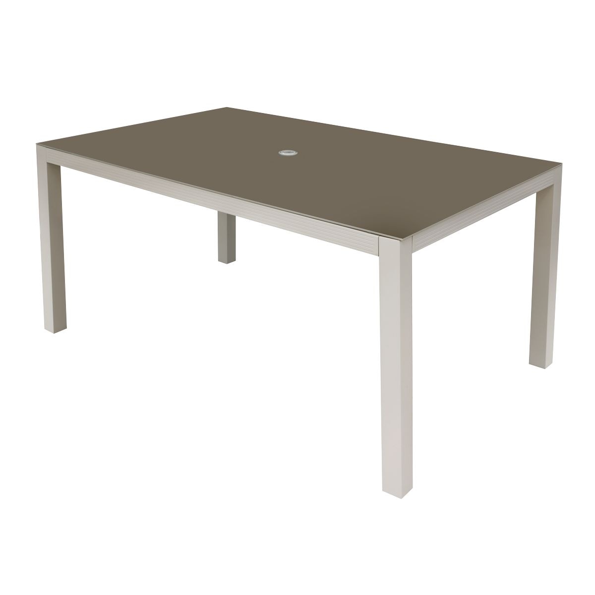 Dellonda Fusion Aluminium Garden Dining Table with Tempered Glass & Parasol Hole - Light Grey - DG51