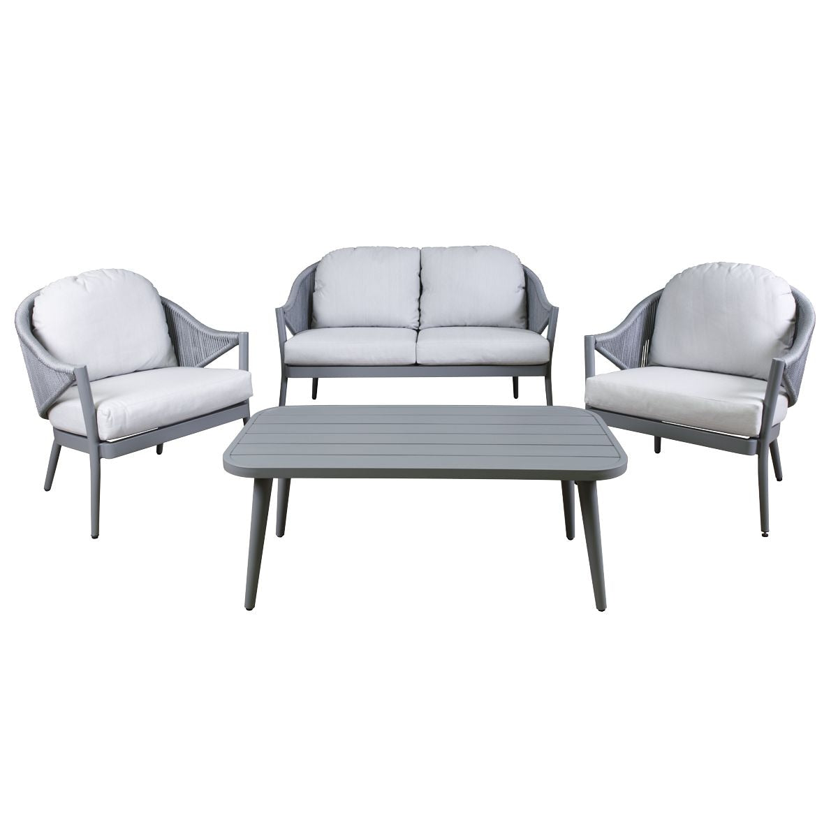 Dellonda Echo Aluminium Outdoor Sofa, Chair & Coffee Table Set 4pc - DG59