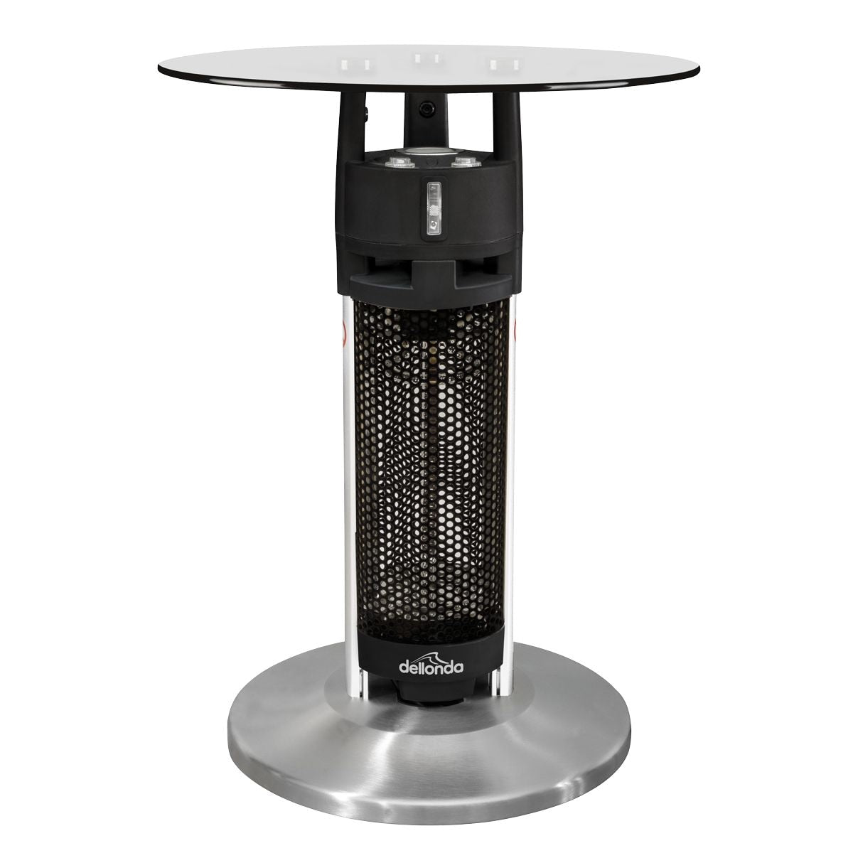 Dellonda Bistro Table with 1200W Heater, 65cm, Black/Stainless Steel - DG62