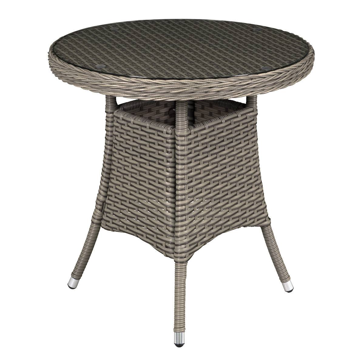 Dellonda Chester Rattan Wicker Round Outdoor Table with Tempered Glass Top DG65