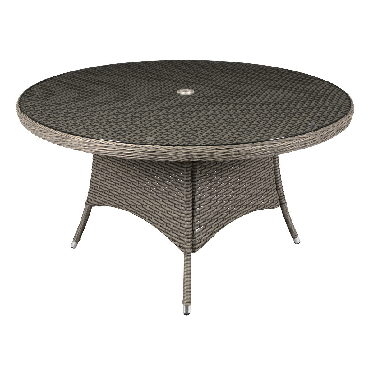 Dellonda Chester Rattan Wicker Round Outdoor Dining Table with Tempered Glass Top DG67