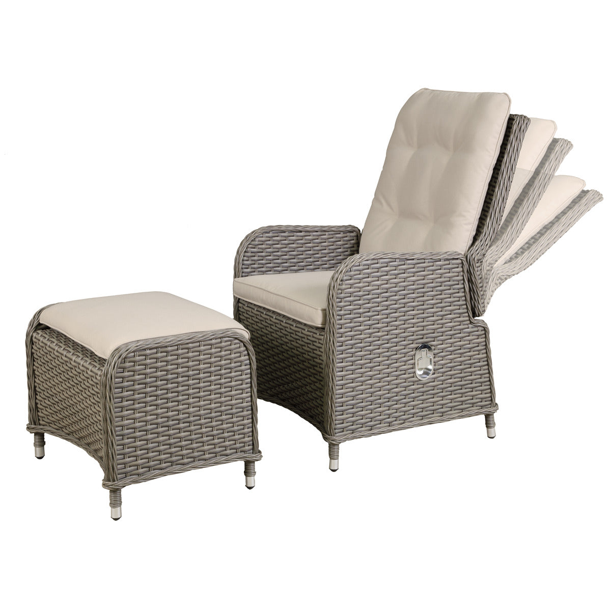 Dellonda Chester Rattan Wicker Outdoor Recliner Loungers & Table Set 5pc DG68