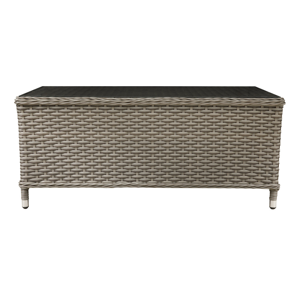 Dellonda Chester Rattan Wicker Outdoor Balcony Table with Tempered Glass Top DG71