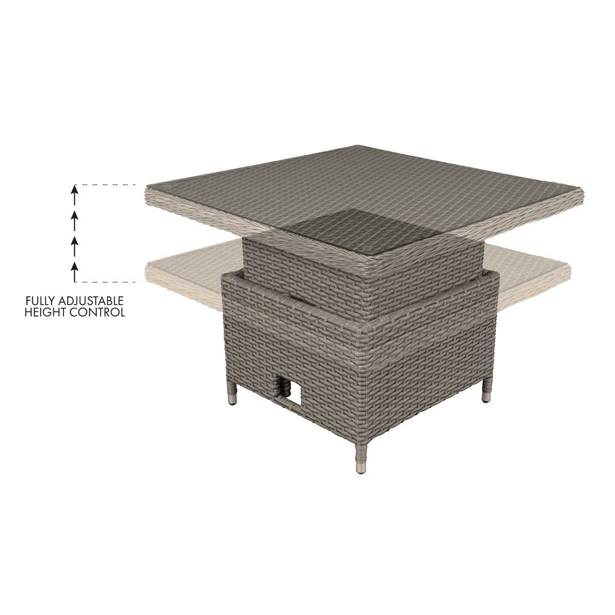 Dellonda Chester Rattan Wicker Adjustable-Height Outdoor Dining Table DG73