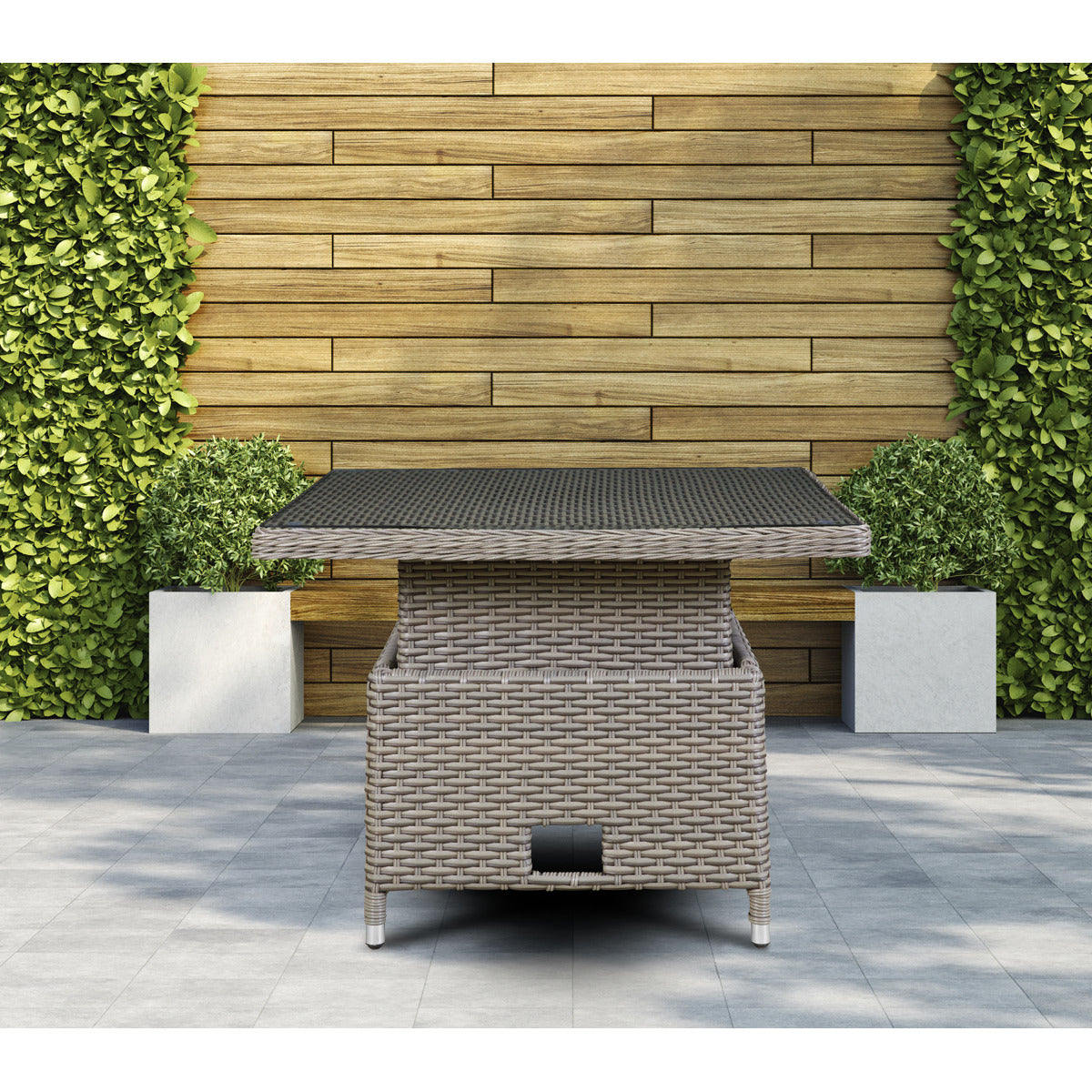 Dellonda Chester Rattan Wicker Adjustable-Height Outdoor Dining Table DG73