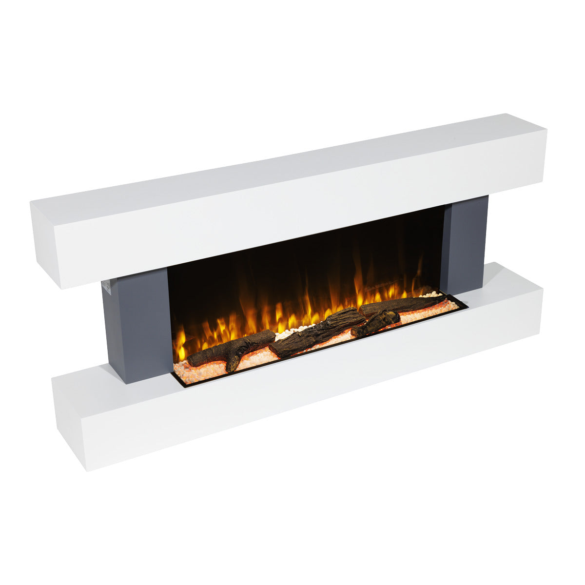 Baridi Wall Mounting Electric Fireplace with LED Flame Effect 52" - Grey DH112
