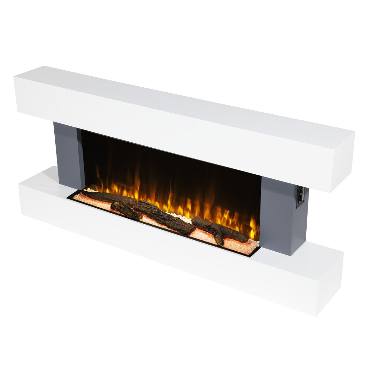 Baridi Wall Mounting Electric Fireplace with LED Flame Effect 52" - Grey DH112