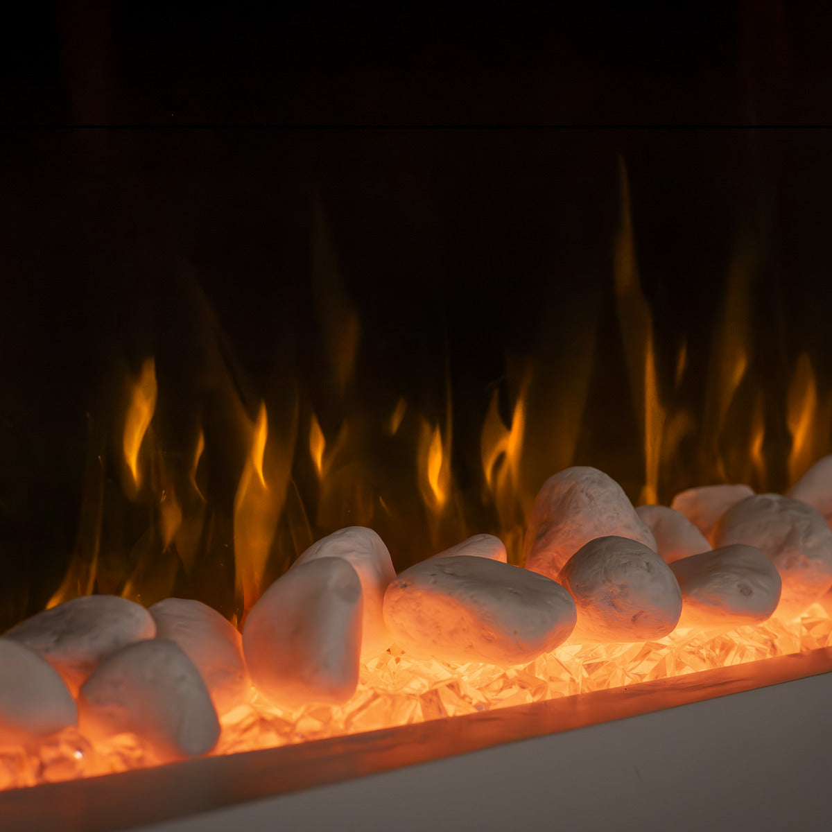 Baridi Wall Mounting Electric Fireplace with LED Flame Effect 52" - Grey DH112