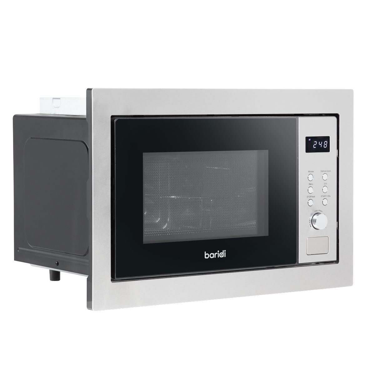 Baridi Integrated Microwave Oven with Grill 25L Capacity 900W - Stainless Steel - Image 1