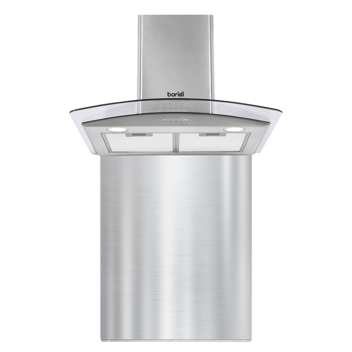 Baridi Curved Glass Cooker Hood with Carbon Filters, LED Lights & Splashback 60cm - Stainless Steel DH208