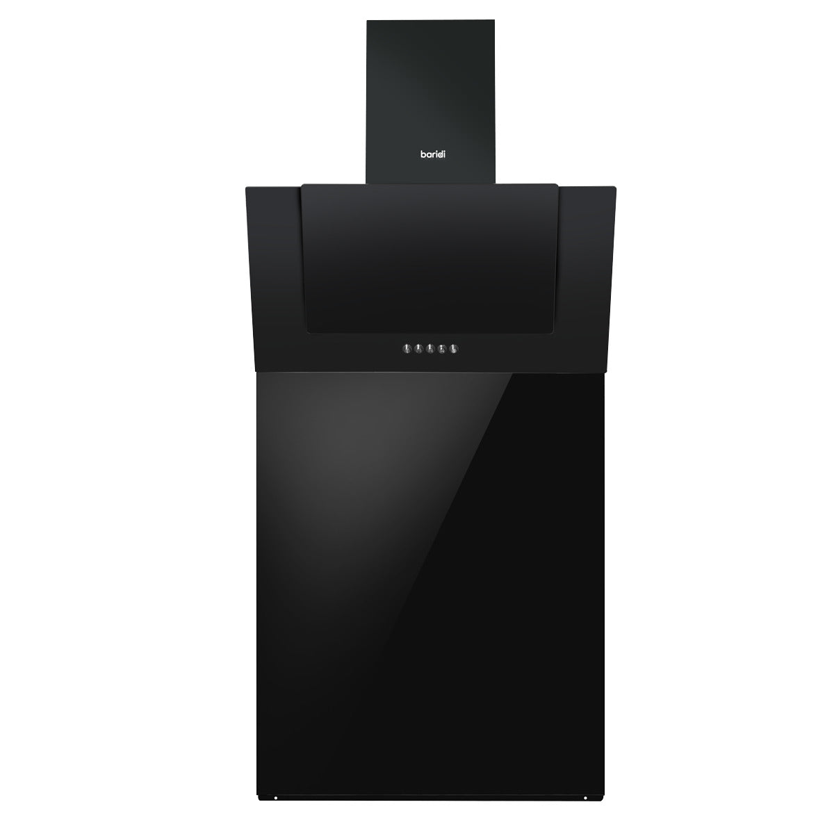 Baridi Angled Chimney Cooker Hood with Carbon Filters, LED Lamp & Splashback - Black Glass DH210