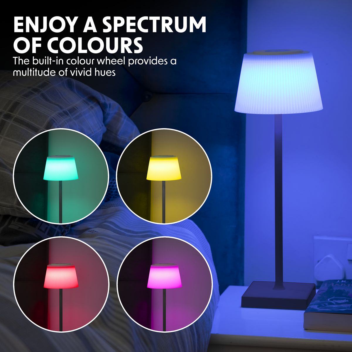 Dellonda Rechargeable Table Lamp for Home Office Restaurant RGB Colours - Image 9