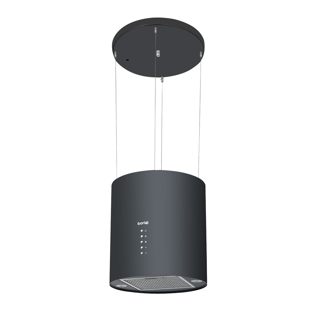 Baridi Round Island Cooker Hood 35cm - Black - Image 1