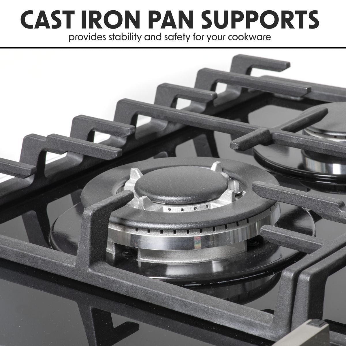 Baridi Gas Hob with 4 Cooking Zones 60cm - Black - Image 8