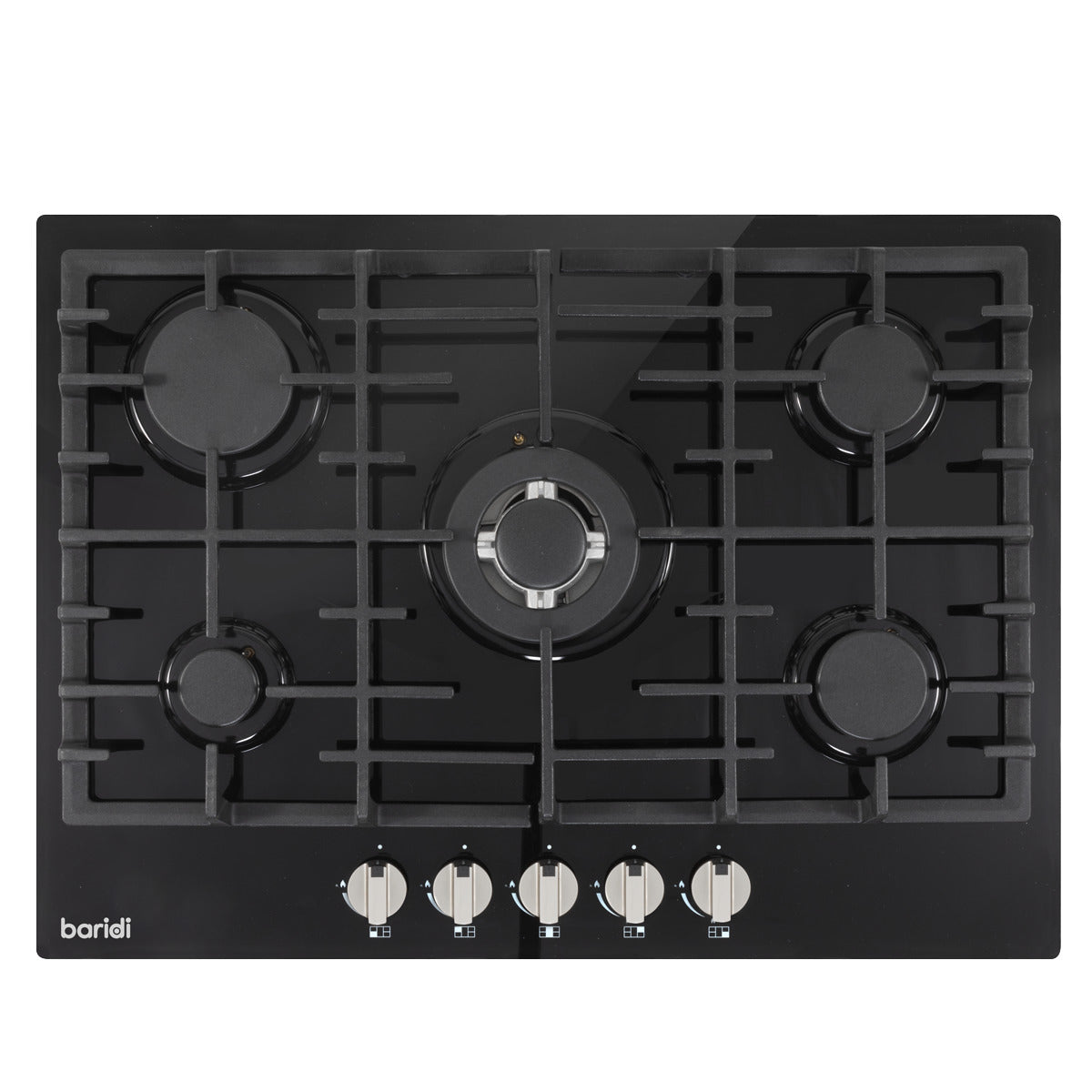 Baridi Gas Hob with 5 Cooking Zones 70cm - Black DH228