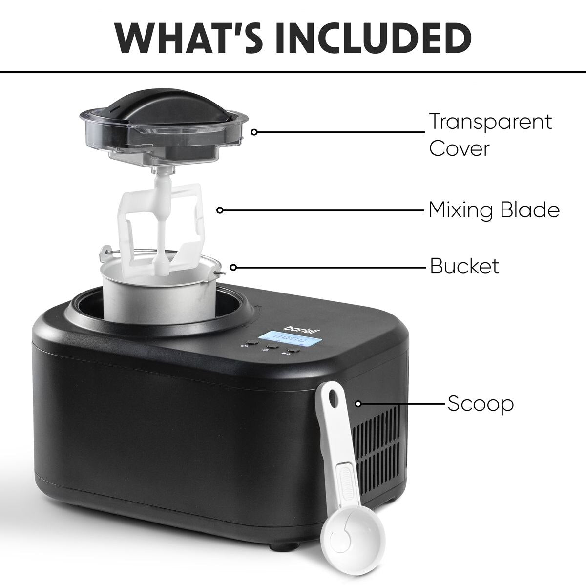 Baridi Automatic Churning Ice Cream Machine 1L - Black - Image 2