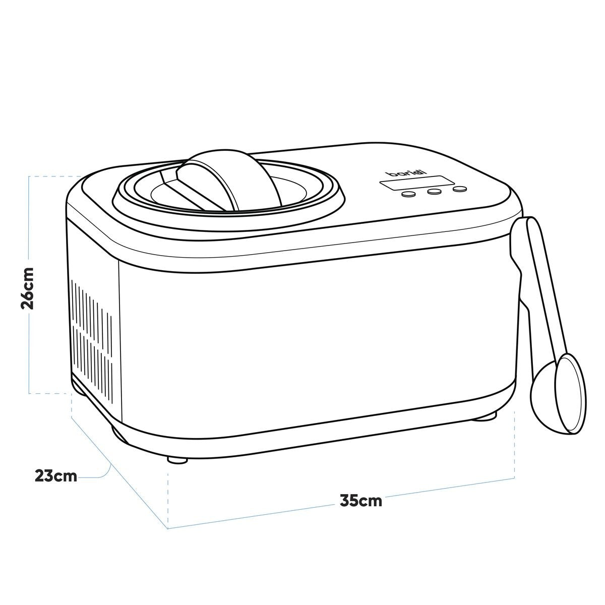Baridi Automatic Churning Ice Cream Machine 1L - Black - Image 7