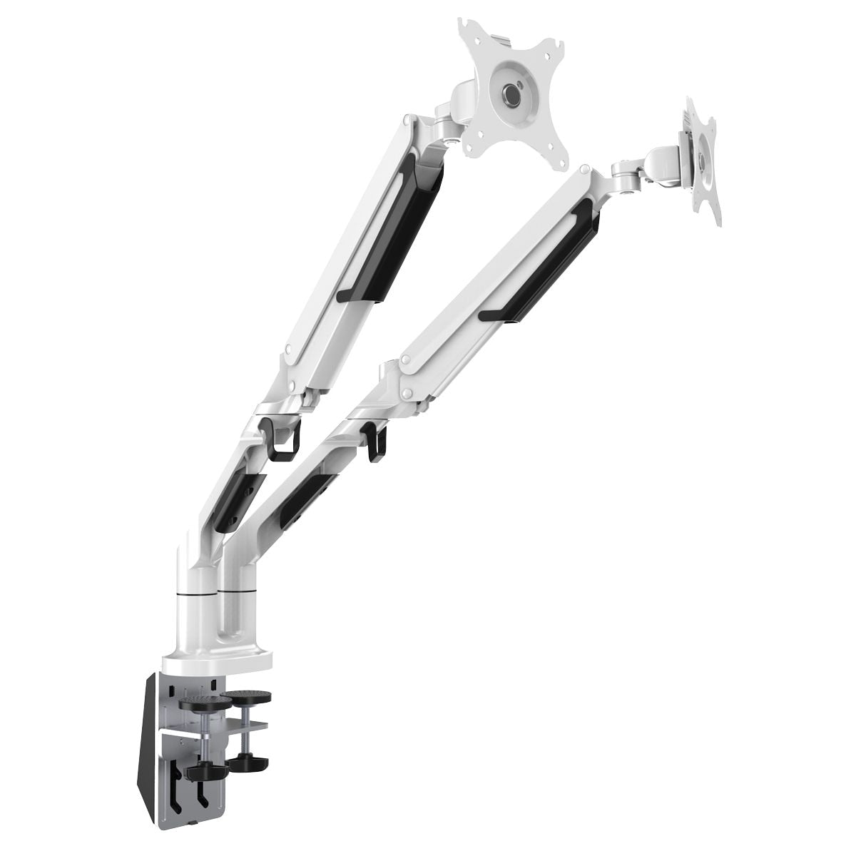 Dellonda Adjustable Double Monitor Arm with 360¬∞ Rotation - White - Image 1
