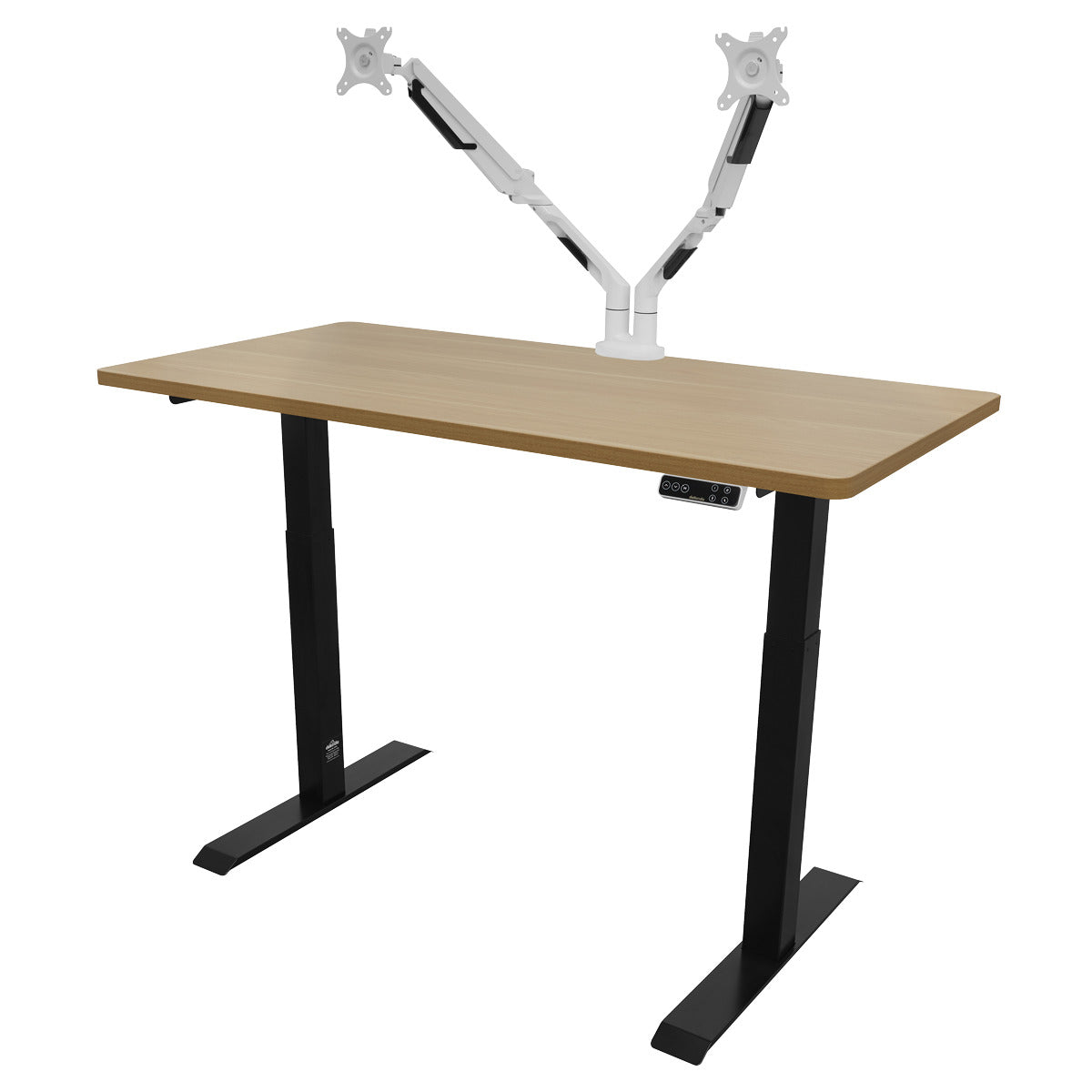 Dellonda Oak Electric Height Adjustable Standing Desk, 1400 x 700mm Dual Motor 100kg DH33