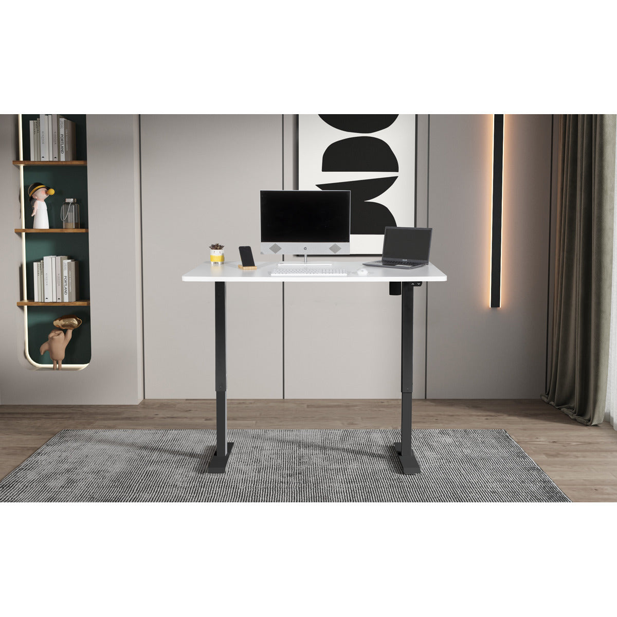 Dellonda Single Motor Ultra-Quiet Adjustable-Height Electric Sit/Stand Desk - White Desktop DH36