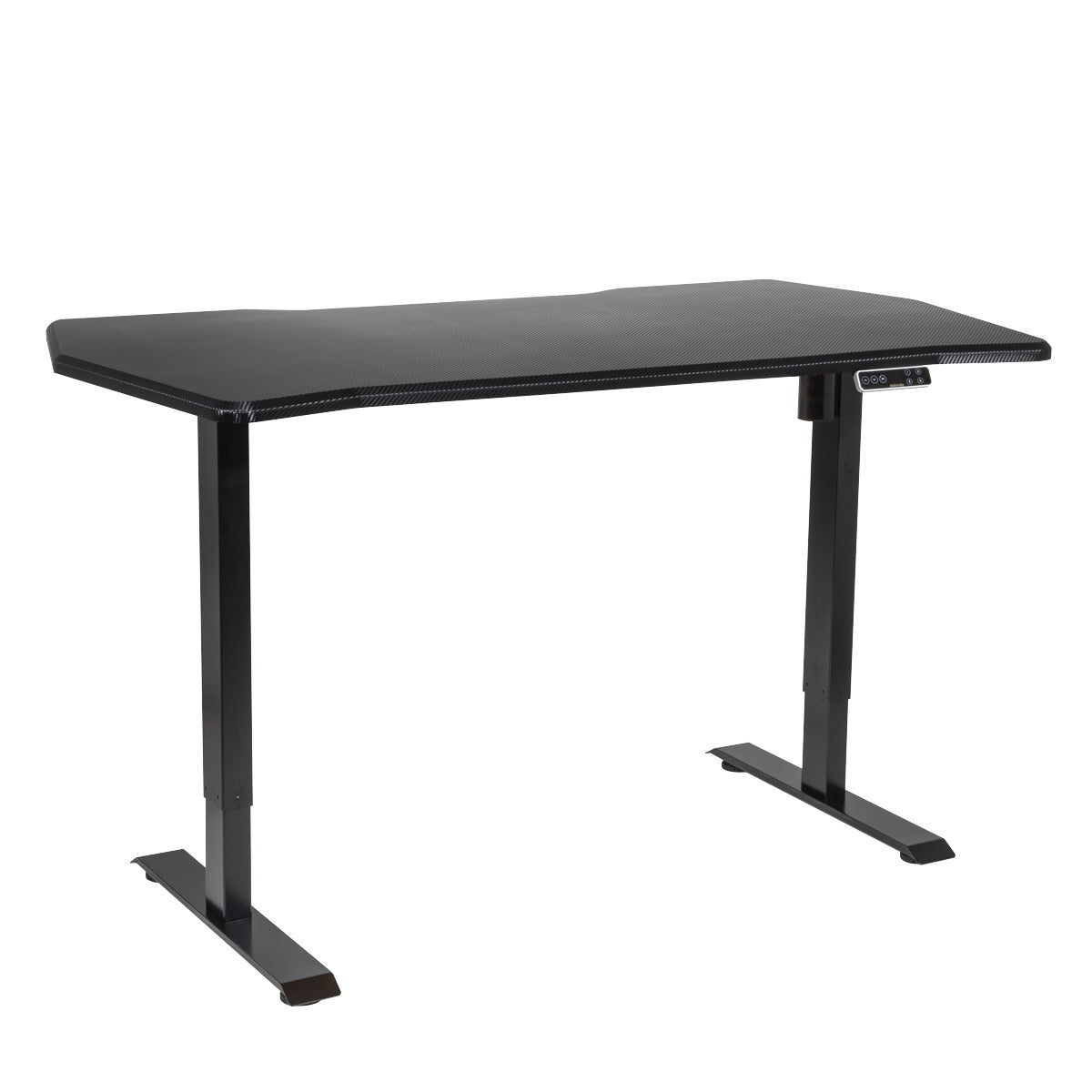 Dellonda Carbon Fibre Effect Electric Height Adjustable Standing Desk with Memory, Quiet, 1400 x 700mm DH43