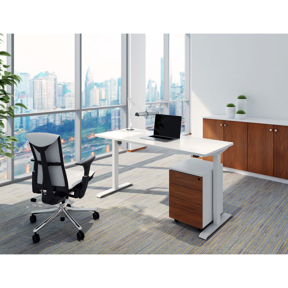 Dellonda Single Motor Ultra-Quiet Adjustable-Height Electric Sit/Stand Desk - White Desktop DH67