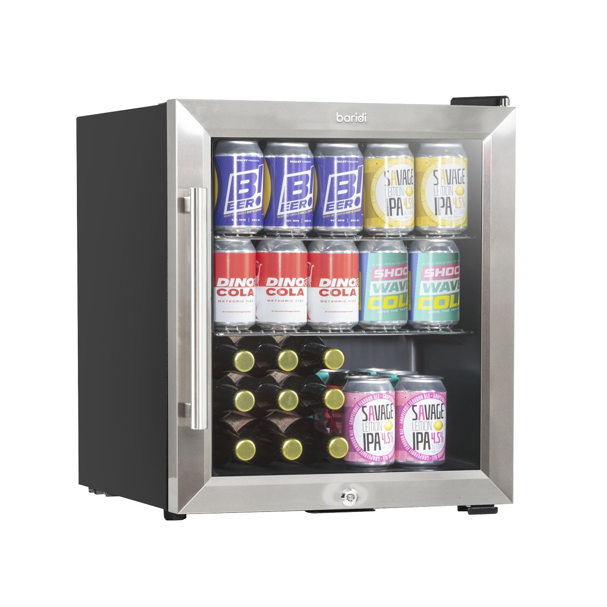 Baridi Mini Tabletop Beer & Drinks Fridge 50L Capacity - Stainless Steel - Image 1