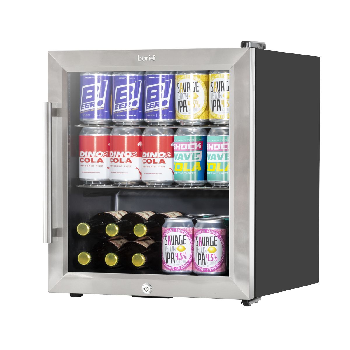 Baridi Mini Tabletop Beer & Drinks Fridge 50L Capacity - Stainless Steel - Image 2