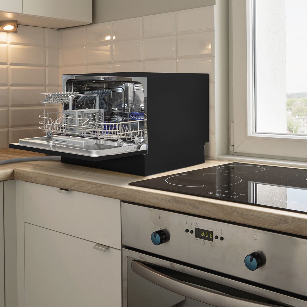 Baridi Tabletop Dishwasher 6 Place Settings 6.5L Capacity - Black - Image 2