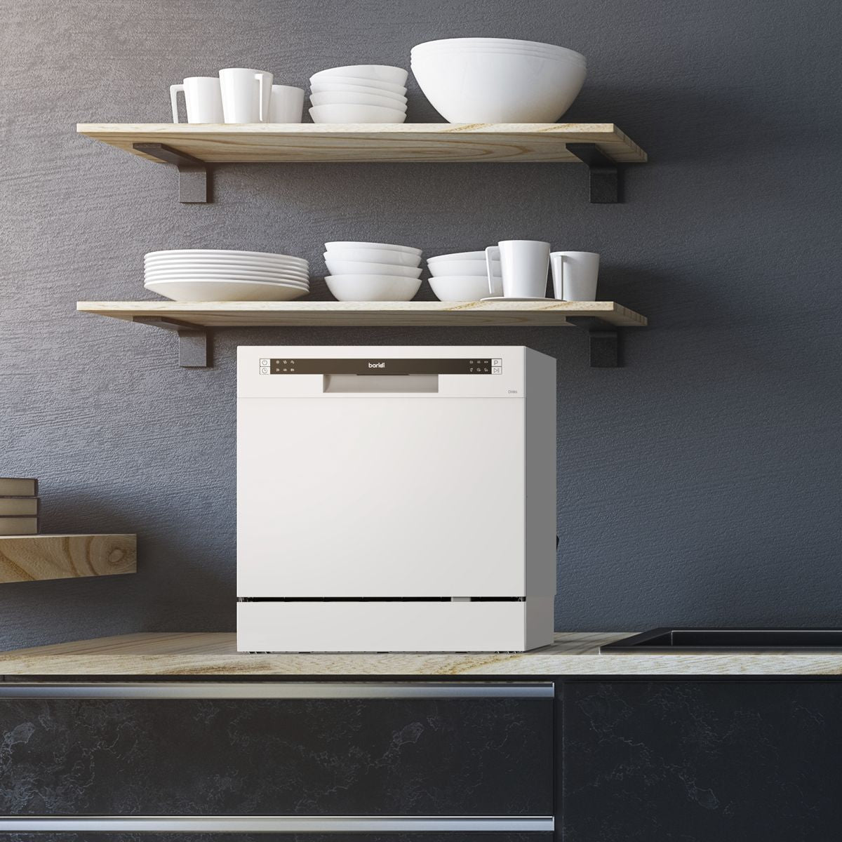 Baridi Tabletop Dishwasher 8 Place Settings 8L Capacity - White - Image 2