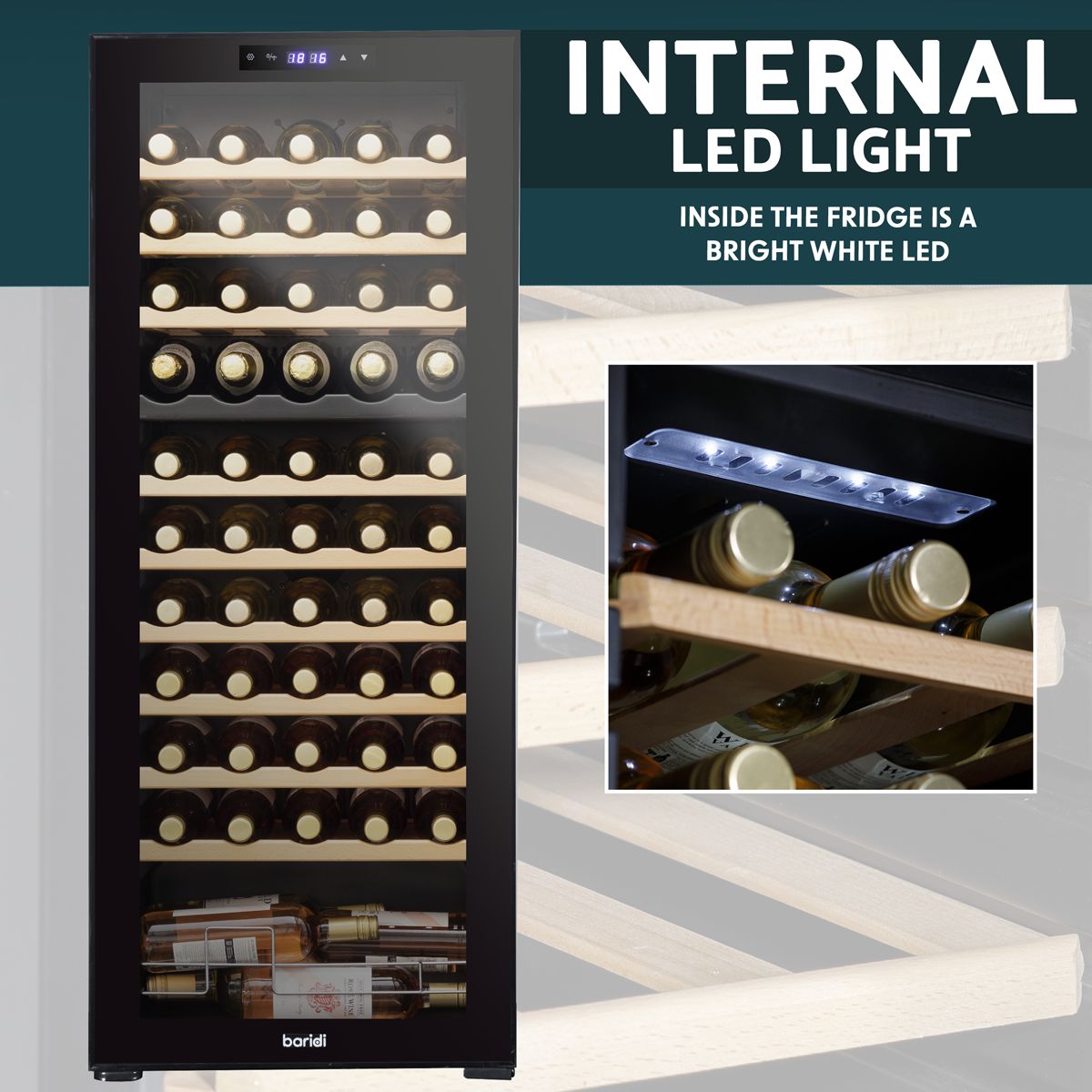 Baridi 55 Bottle Dual Zone Wine Fridge & Cooler - Image 10
