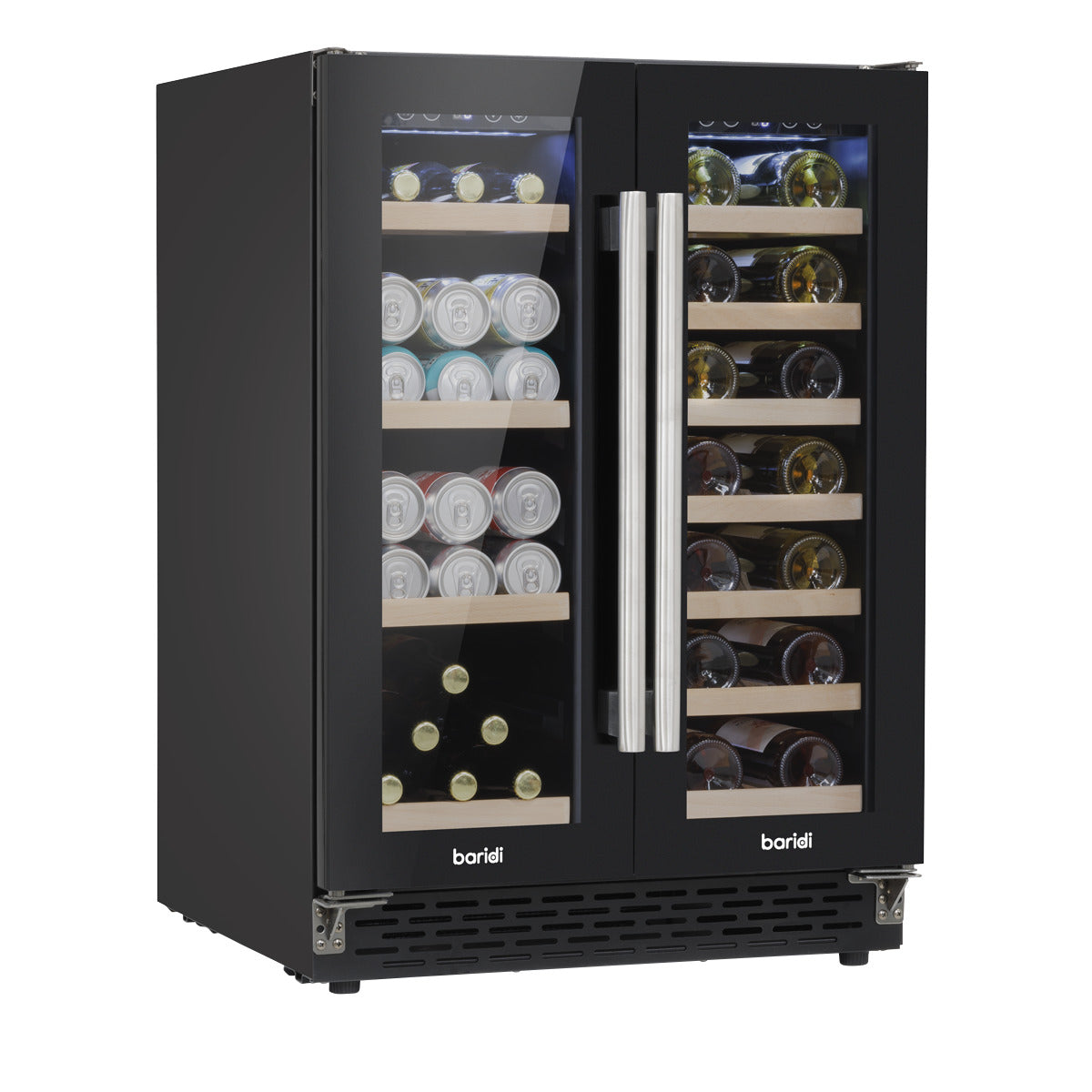 Baridi 40 Bottle/120 Can Dual Zone Undercounter/Freestanding Wine & Drinks Fridge - Black DH96