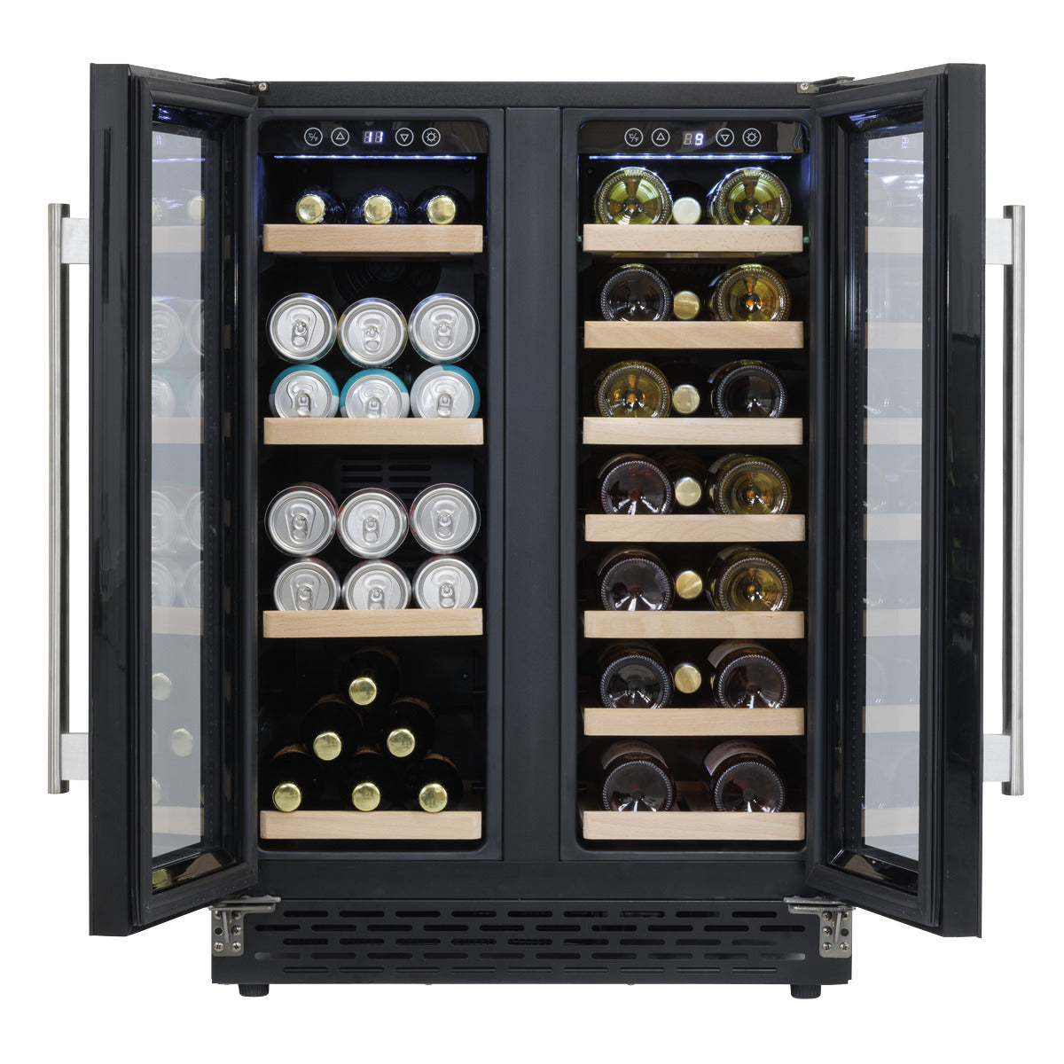 Baridi 40 Bottle/120 Can Dual Zone Undercounter/Freestanding Wine & Drinks Fridge - Black DH96