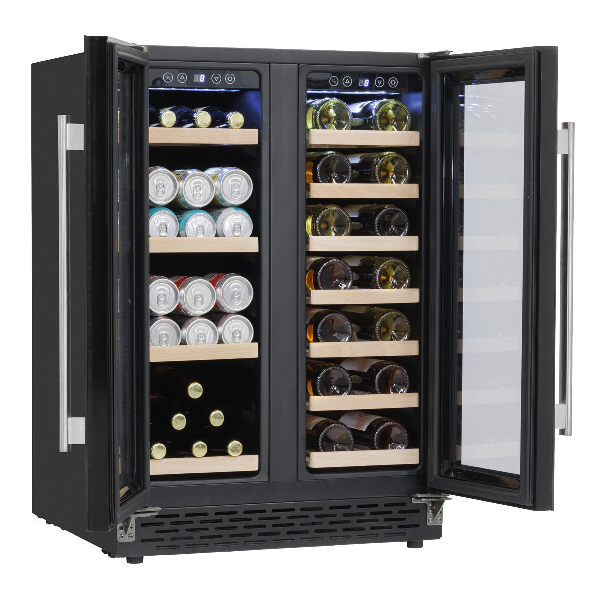 Baridi 40 Bottle/120 Can Dual Zone Undercounter/Freestanding Wine & Drinks Fridge - Black DH96