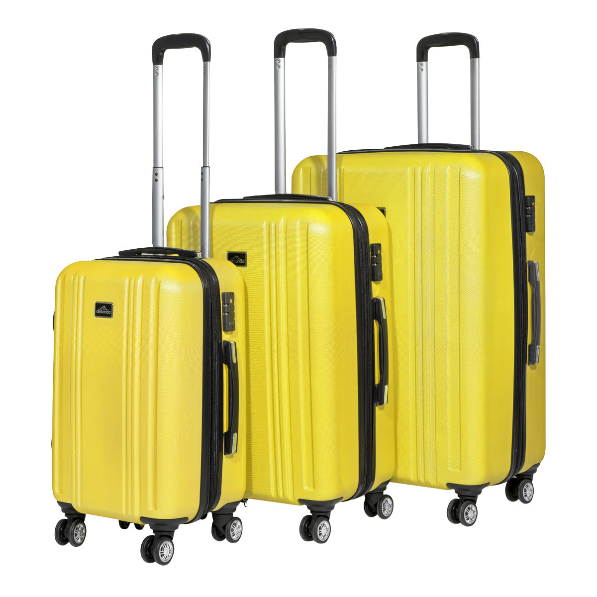 Dellonda Lightweight ABS Luggage Set with TSA Lock - Yellow DL124