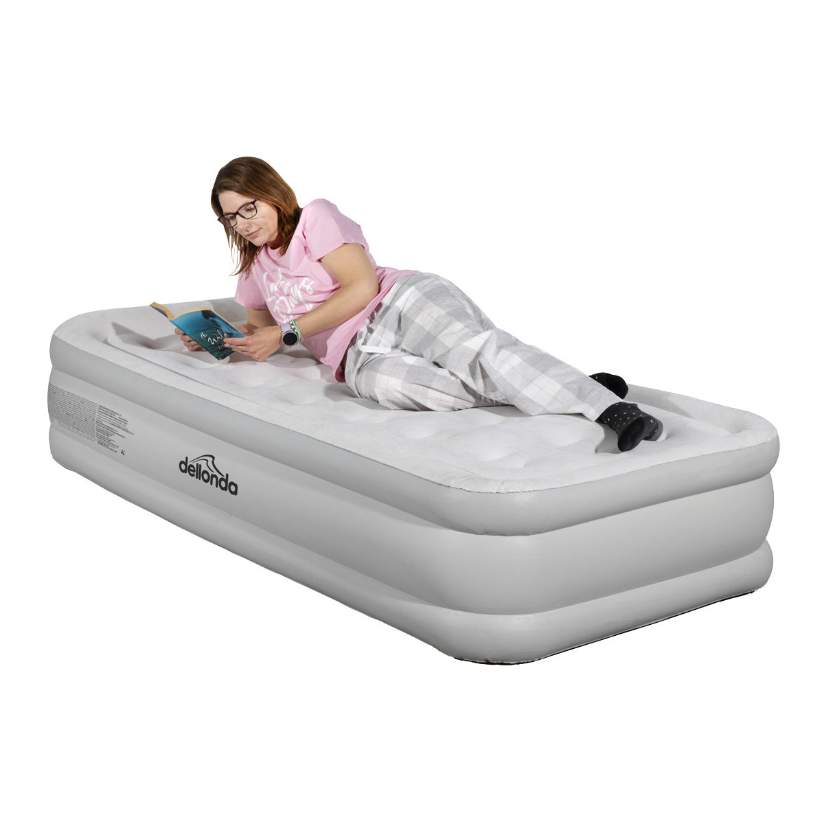 Dellonda Raised Air Bed with Removable Electric Pump & Storage Bag - Single DL144
