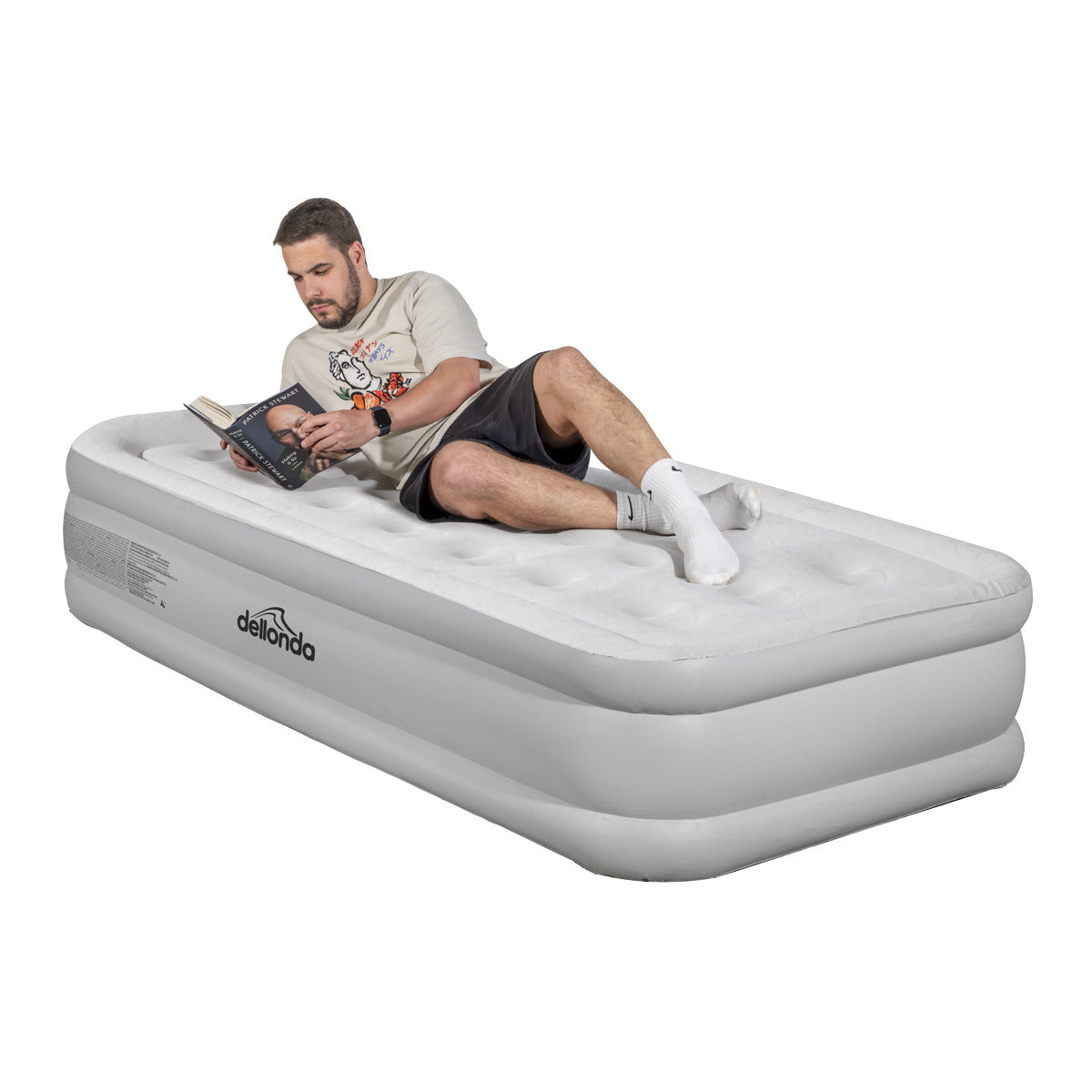 Dellonda Raised Air Bed with Removable Electric Pump & Storage Bag - Single DL144