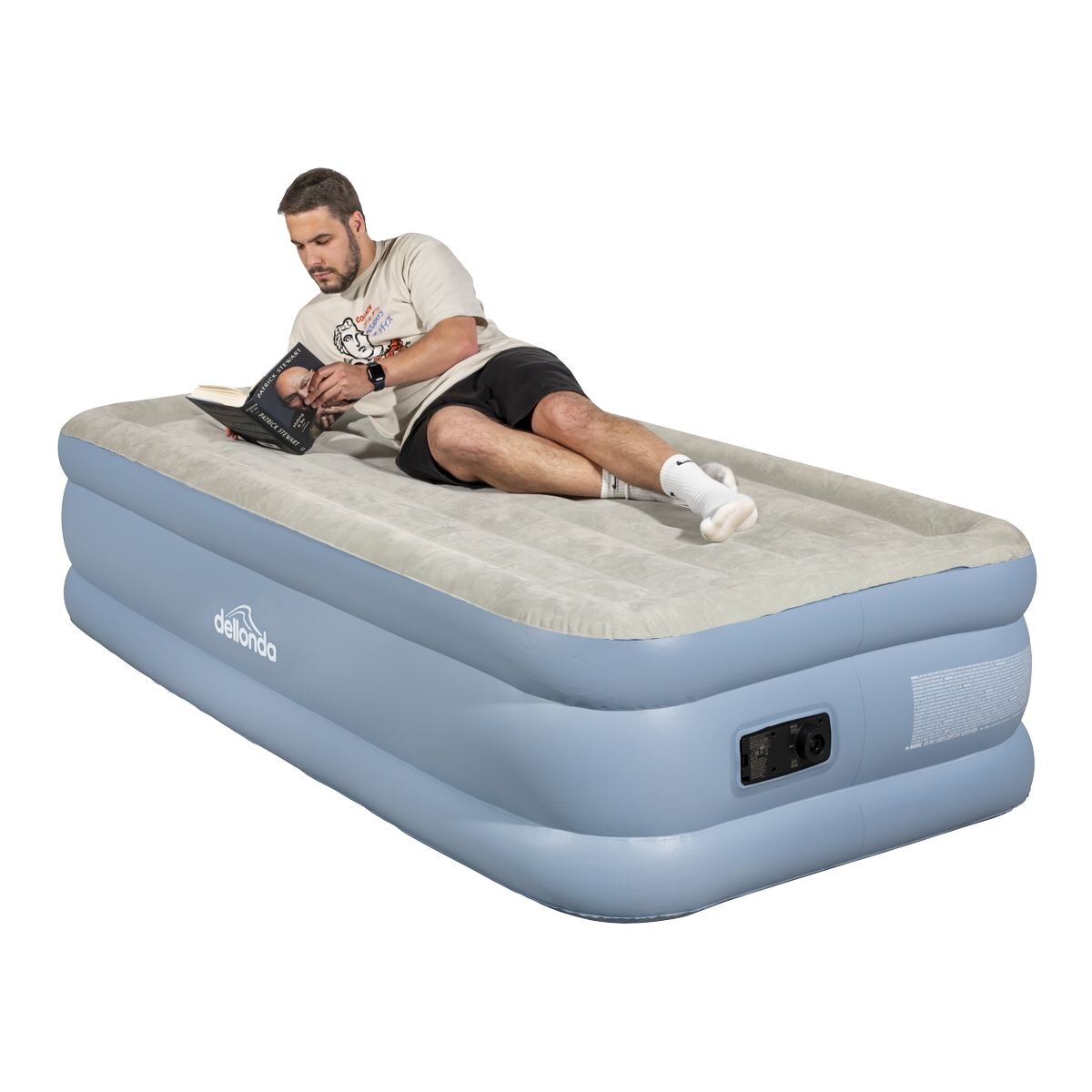 Dellonda Raised Air Bed with Built-in Electric Pump & Storage Bag - Single - Image 2