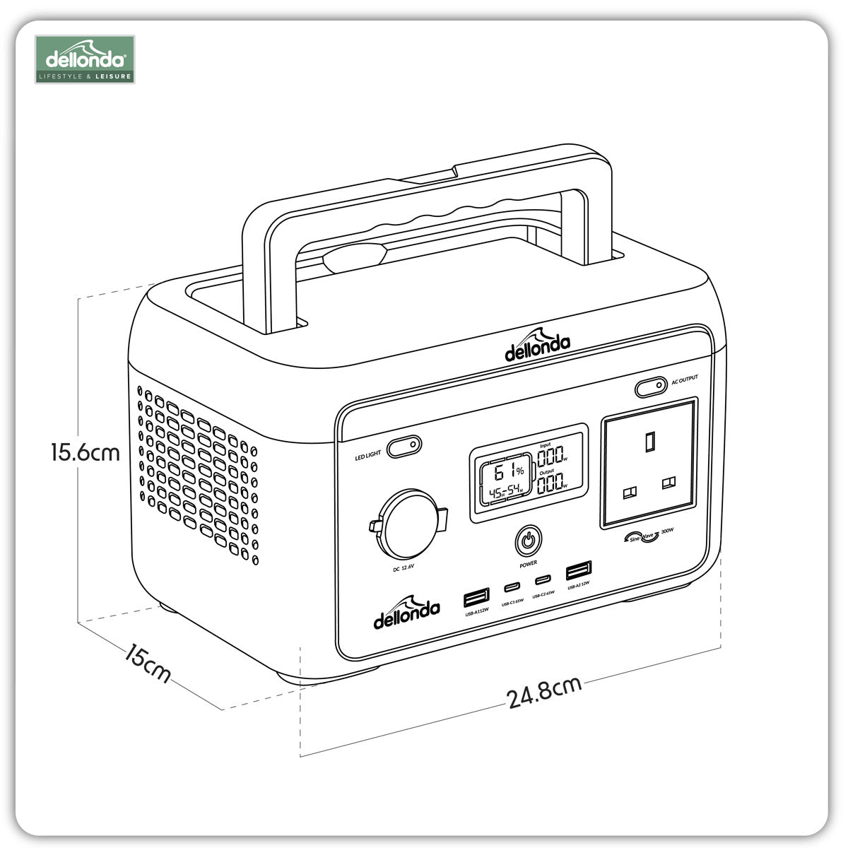Dellonda Portable Power Station 300W DL160
