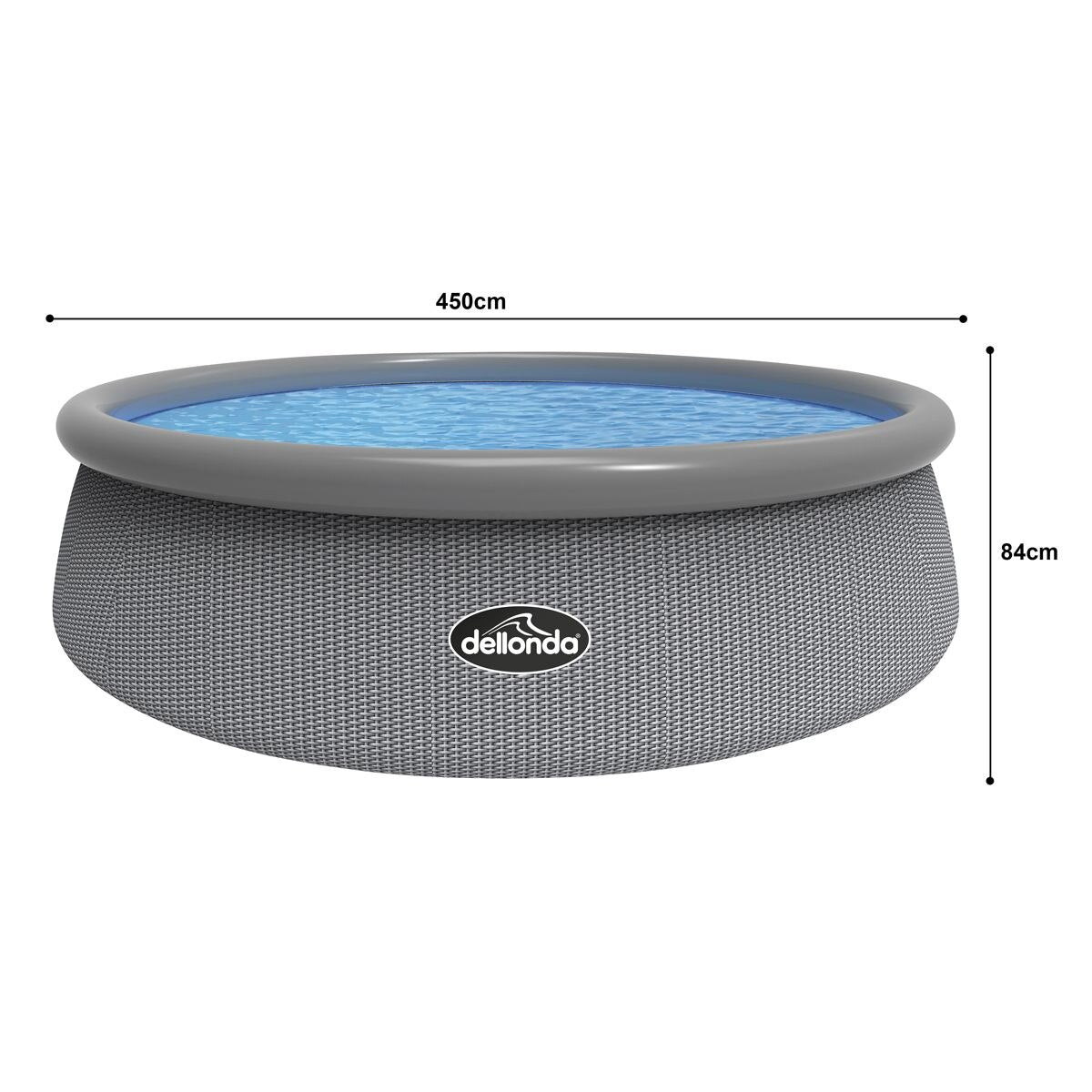 Dellonda Paddling/Swimming Pool & Pump 15ft - Gray Rattan Effect - Image 3