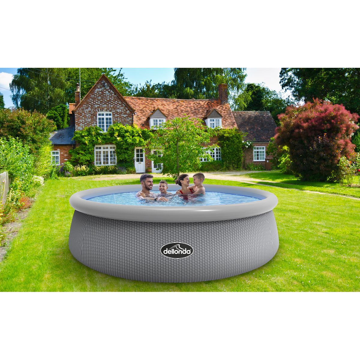 Dellonda Paddling/Swimming Pool & Pump 15ft - Gray Rattan Effect - Image 6
