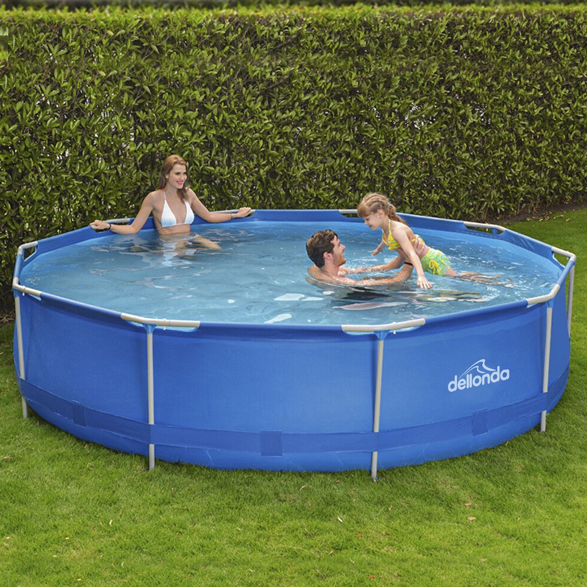 Dellonda Steel Frame Round Swimming Pool & Filter Pump 12ft - Blue - Image 6