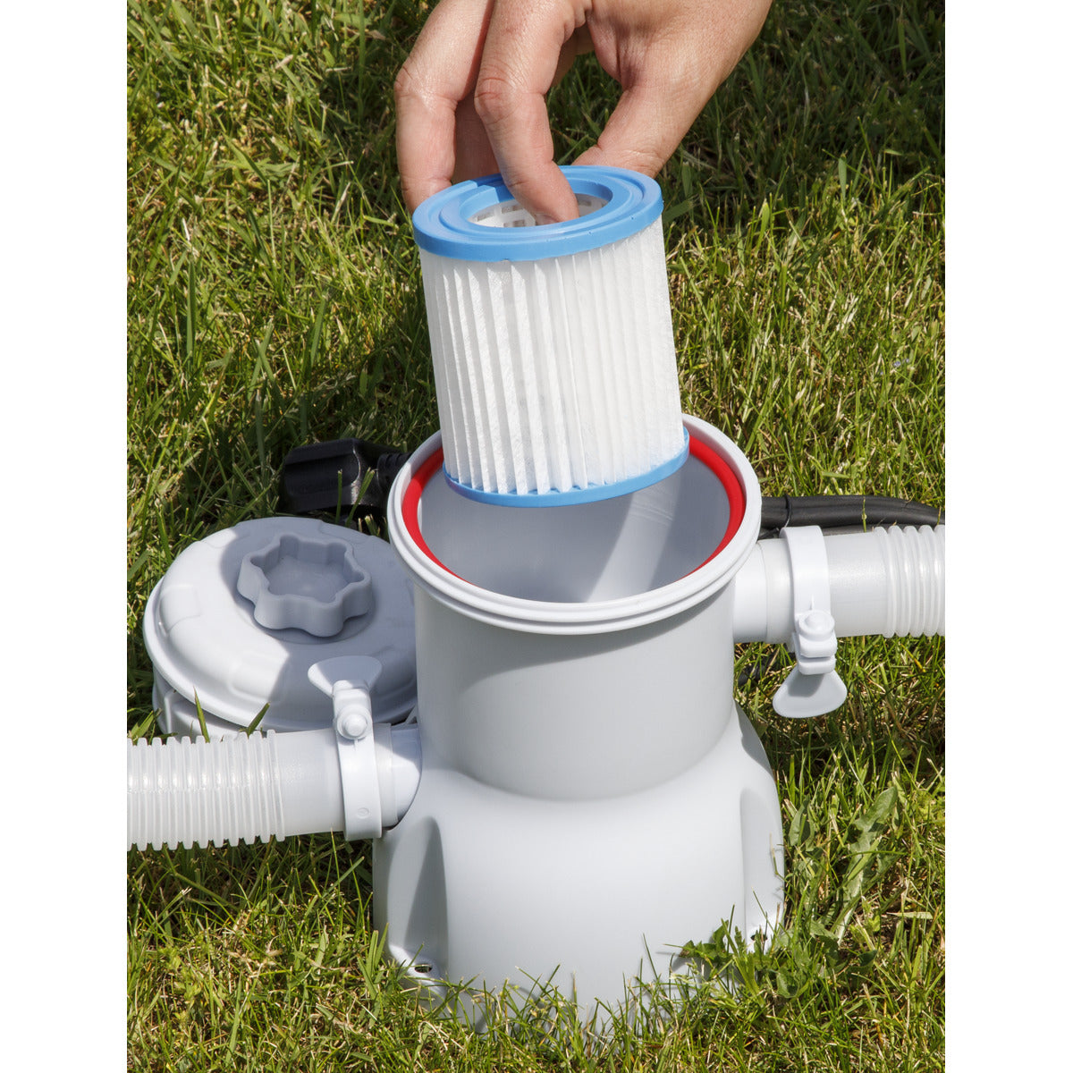 Dellonda Steel Frame Round Swimming Pool with Filter Pump 12ft - Blue DL20