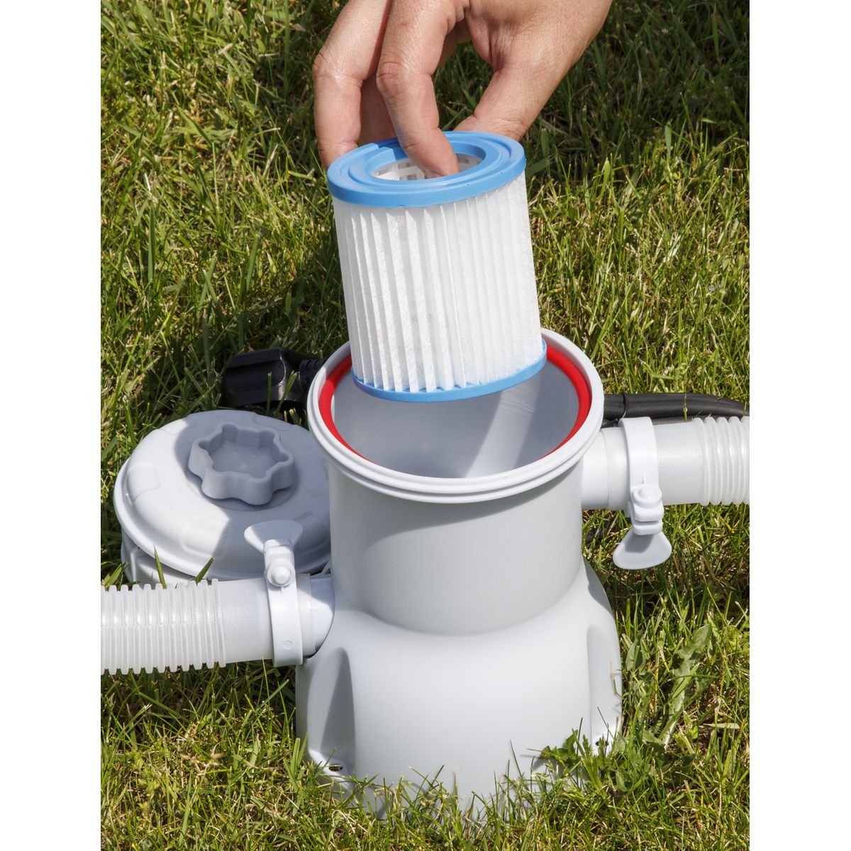 Dellonda Steel Frame Round Swimming Pool & Filter Pump 12ft - Blue - Image 10